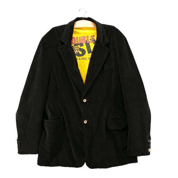 SF/415 Men's Velour Blazer Suit Jacket Black XL Double Six Rock and Roll Revival - Picture 1 of 13